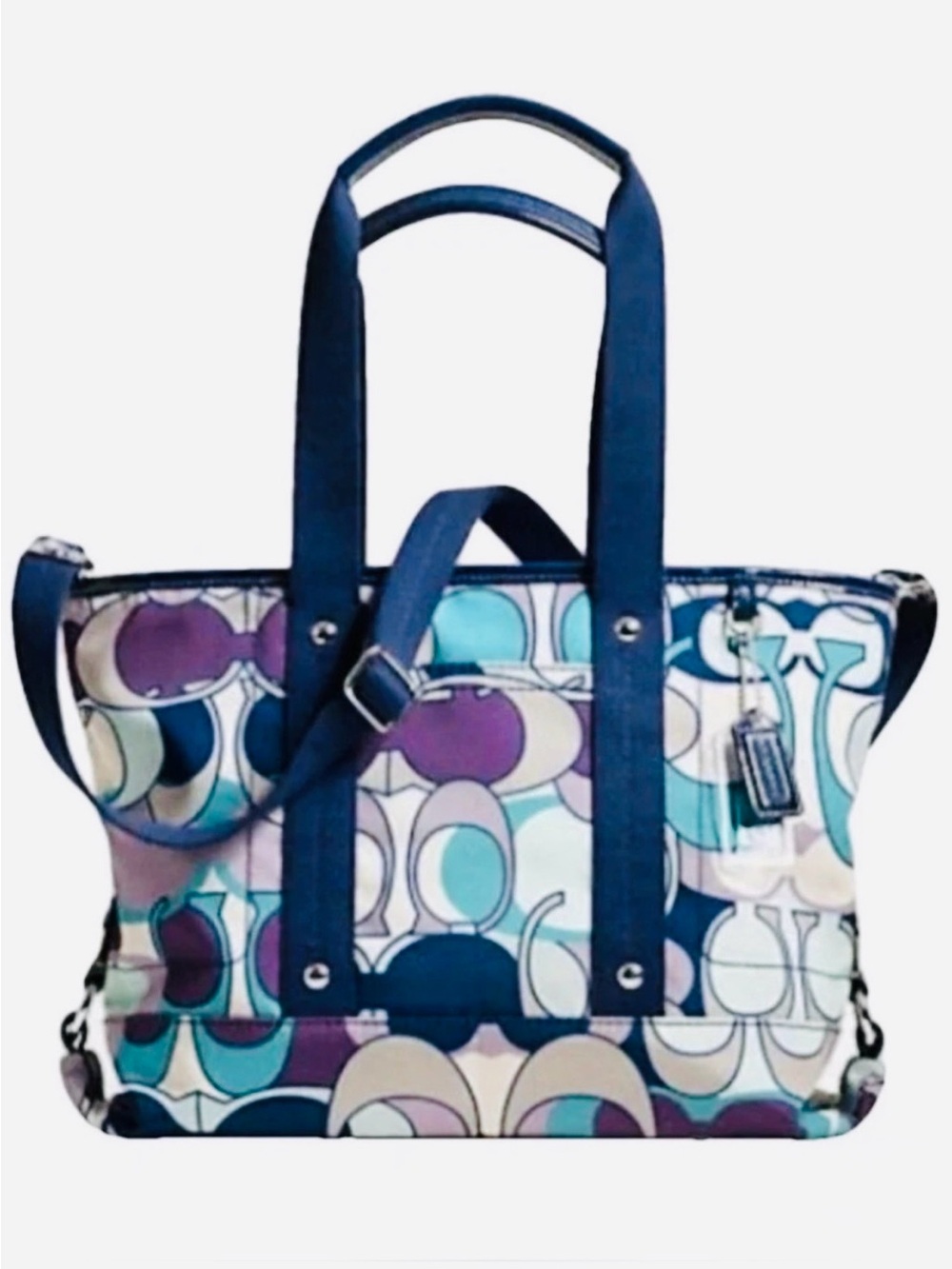 Coach Poppy Kyra Hibiscus Signature Scarf Print Bag Y2K w crossbody strap - EUC